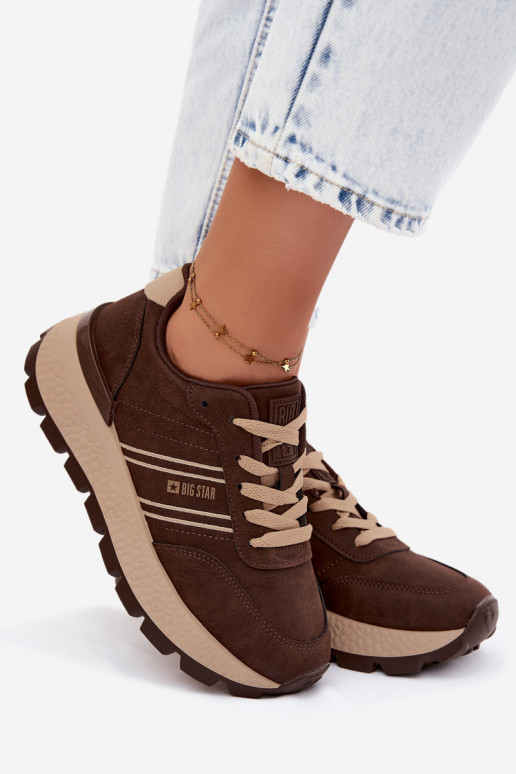 Ténis para mulheres com plataforma Big Star UU274040 na cor chocolate