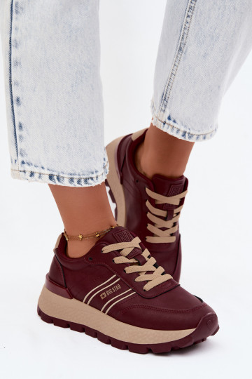 Sapatilhas femininas bordô com plataforma Big Star UU274041