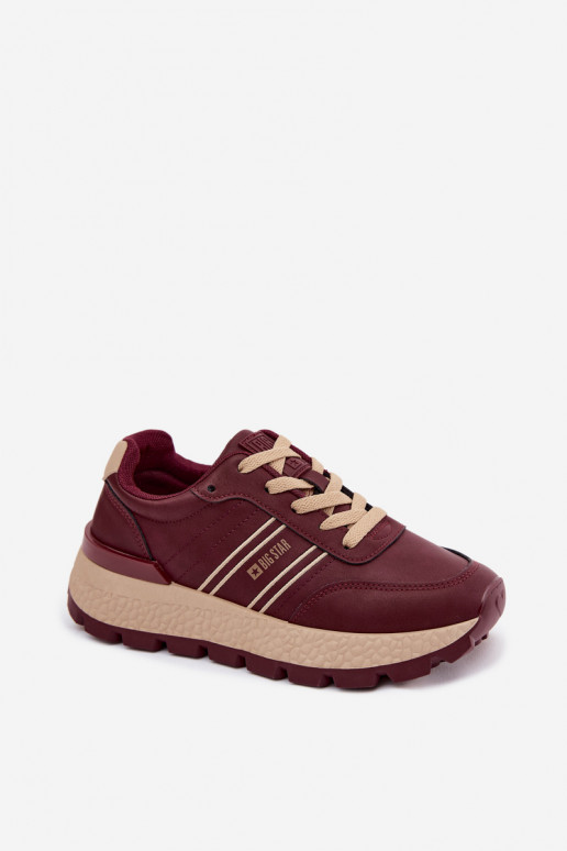 Sapatilhas femininas bordô com plataforma Big Star UU274041