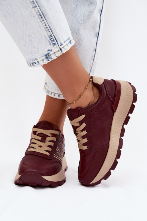 Sapatilhas femininas bordô com plataforma Big Star UU274041