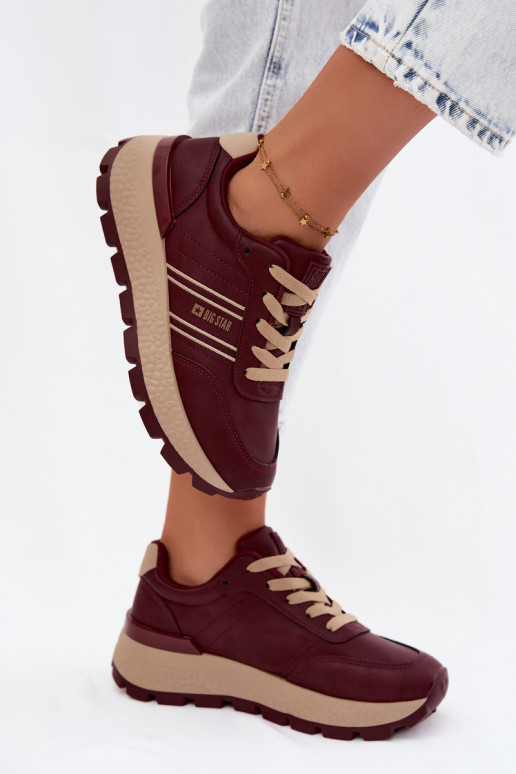 Sapatilhas femininas bordô com plataforma Big Star UU274041