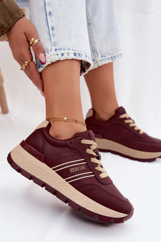 Sapatilhas femininas bordô com plataforma Big Star UU274041