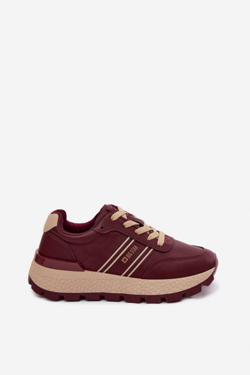 Sapatilhas femininas bordô com plataforma Big Star UU274041