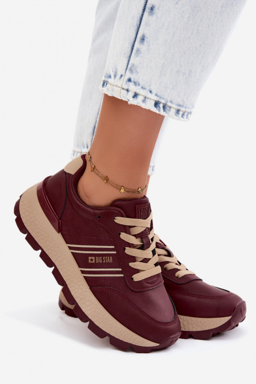 Sapatilhas femininas bordô com plataforma Big Star UU274041
