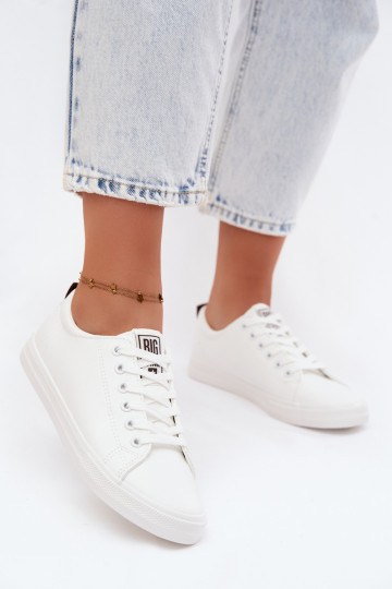 Sapatilhas femininas brancas em couro sintético Big Star TT274960 2