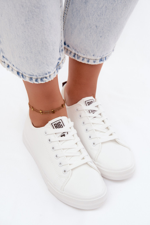 Sapatilhas femininas brancas em couro sintético Big Star TT274960