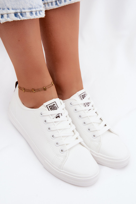 Sapatilhas femininas brancas em couro sintético Big Star TT274960