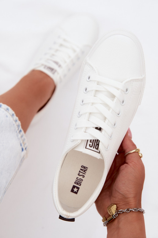 Sapatilhas femininas brancas em couro sintético Big Star TT274960