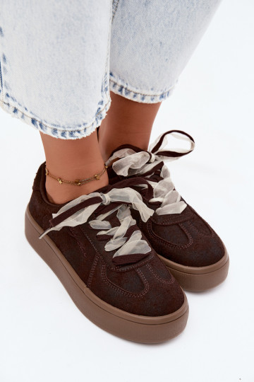 Sapatilhas femininas com plataforma e atacadores decorativos Big Star UU274004