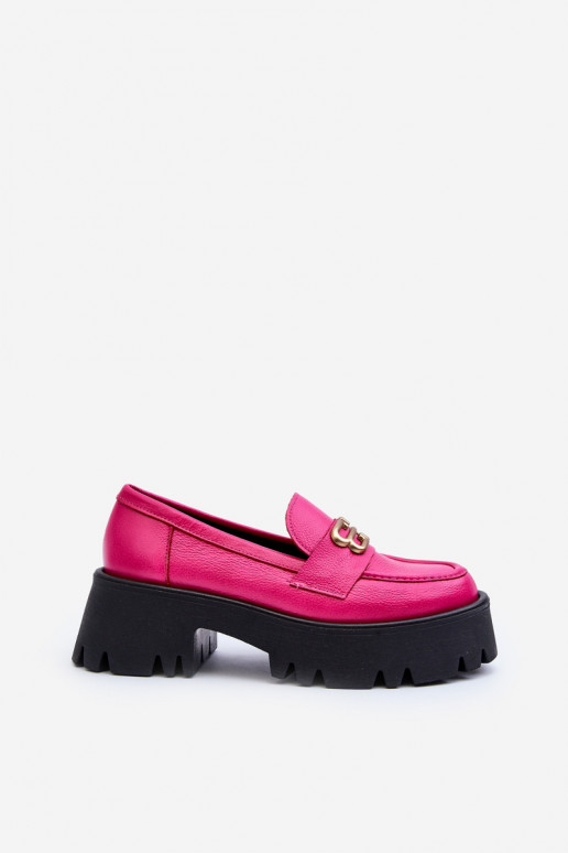 Mocassins femininos Zazoo 20164 em couro natural, rosa