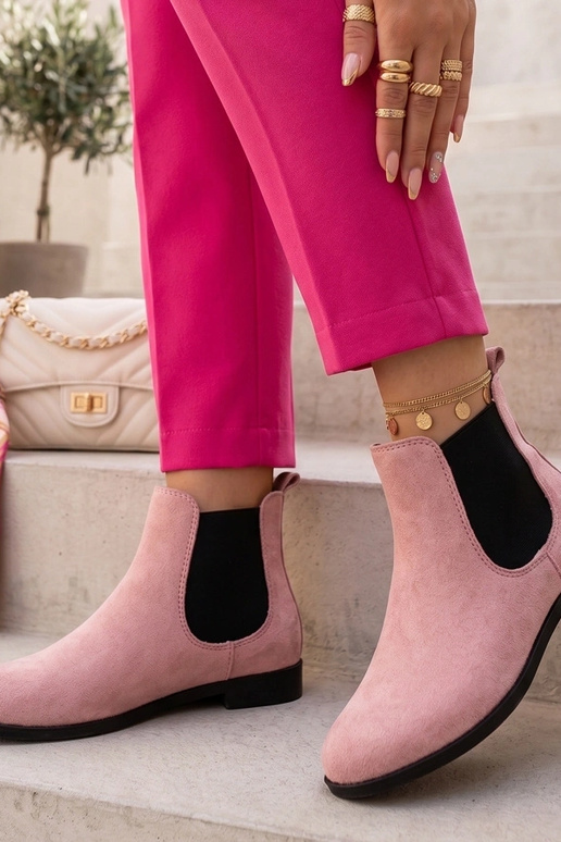 Botins cor-de-rosa com cano elástico Cinzia