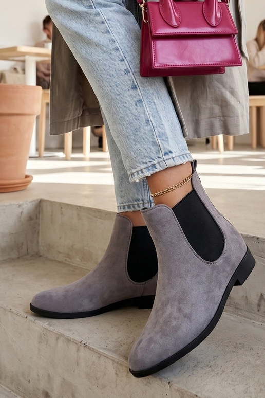 Botins cinzentos com cano elástico Cinzia