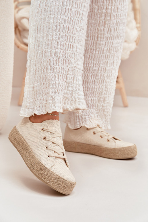 Sapatos casuais beges de plataforma Princa