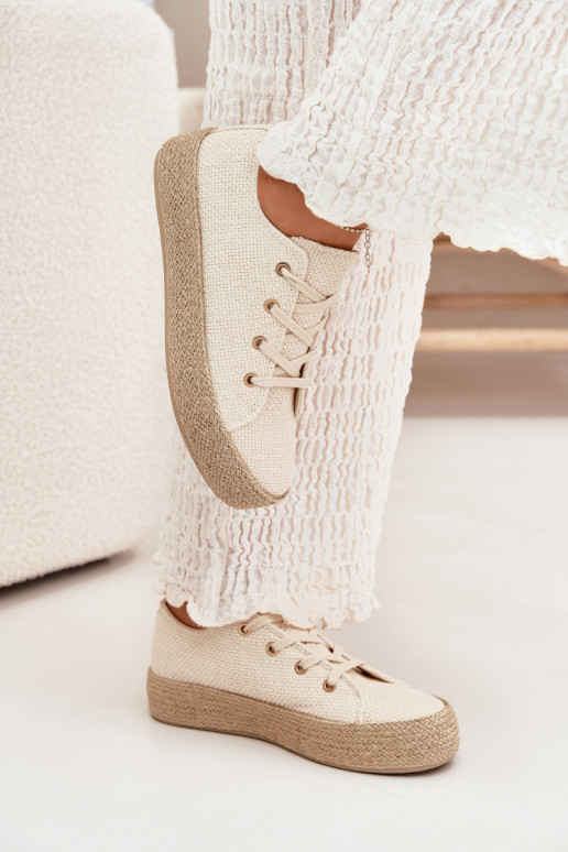 Sapatos casuais beges de plataforma Princa