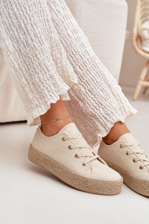 Sapatos casuais beges de plataforma Princa
