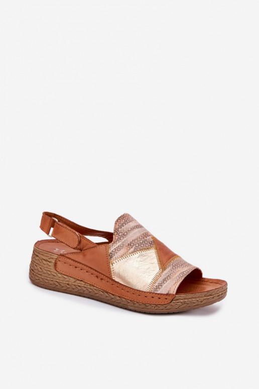 Sandálias castanhas femininas com plataforma Braid Tai turiciejka L7067-29