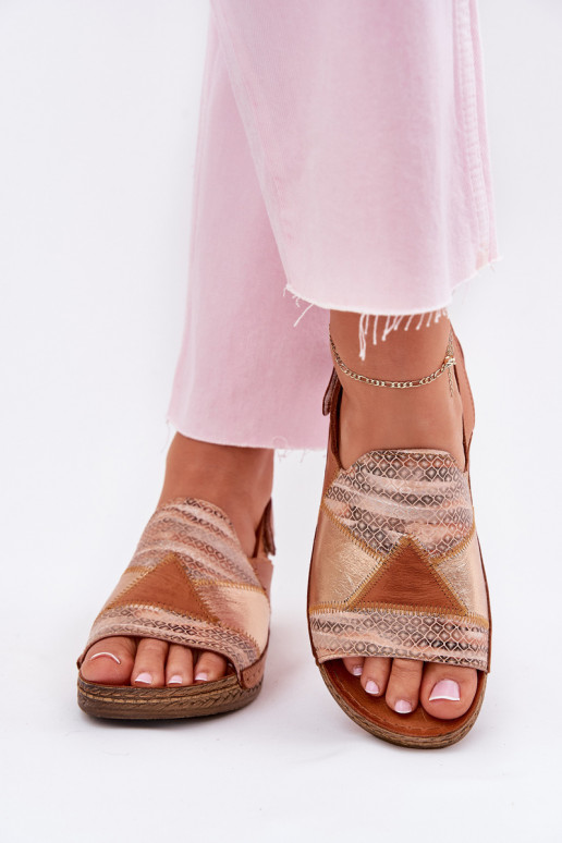Sandálias castanhas femininas com plataforma Braid Tai turiciejka L7067-29