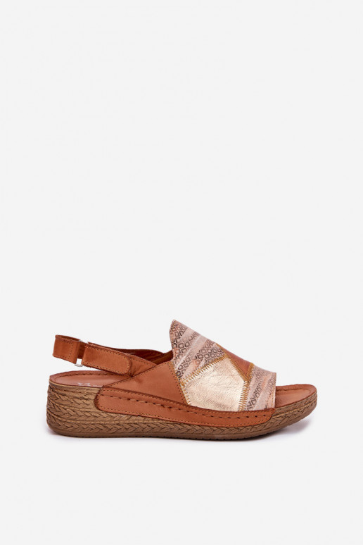 Sandálias castanhas femininas com plataforma Braid Tai turiciejka L7067-29
