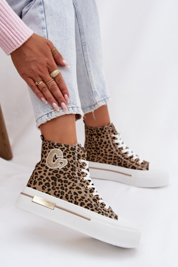 Calçados casuais com plataforma e estampa de leopardo Meloria