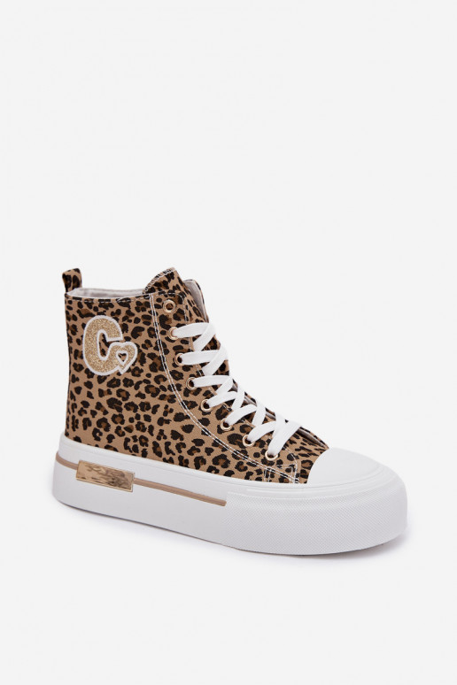 Calçados casuais com plataforma e estampa de leopardo Meloria