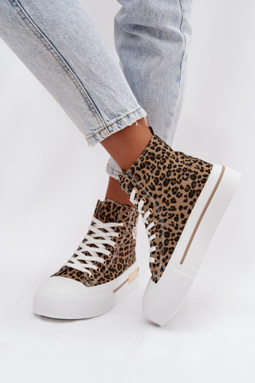 Calçados casuais com plataforma e estampa de leopardo Meloria