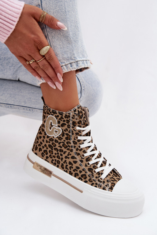 Calçados casuais com plataforma e estampa de leopardo Meloria