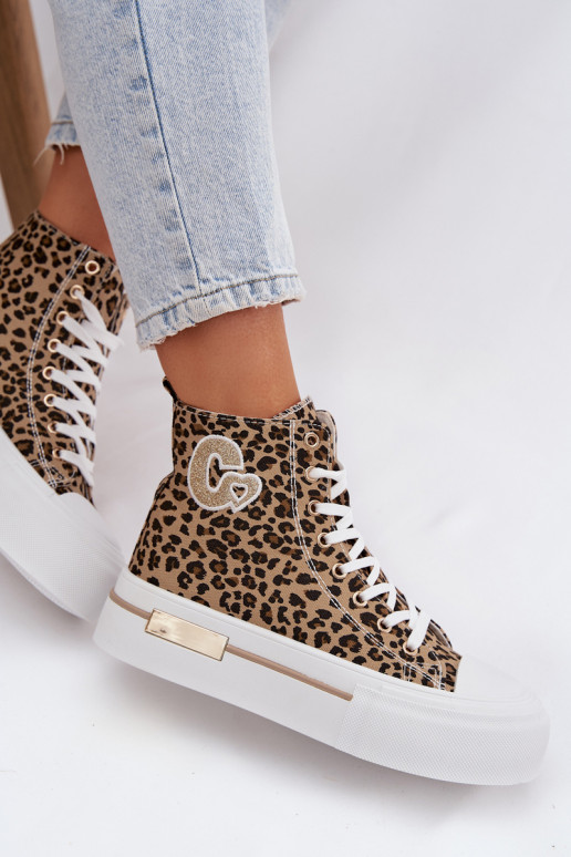 Calçados casuais com plataforma e estampa de leopardo Meloria
