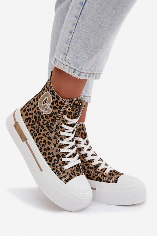 Calçados casuais com plataforma e estampa de leopardo Meloria