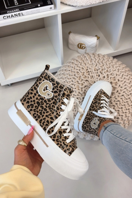 Calçados casuais com plataforma e estampa de leopardo Meloria