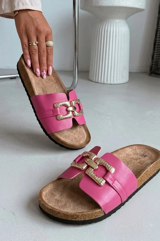 Tamancos rosa com fivela decorativa Rachele