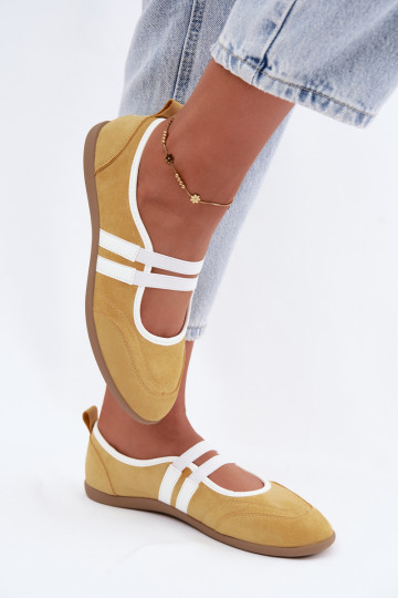Ballerinas amarelas de estilo esportivo com tiras elásticas Donatella