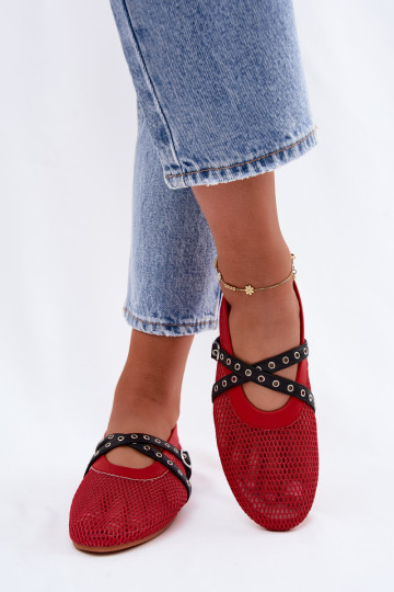 Ballerinas vermelhas em malha com tiras Salliroe 2