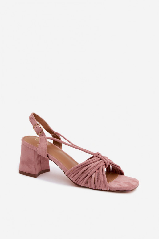 Sandálias femininas com tiras e saltos na cor rosa Taffina