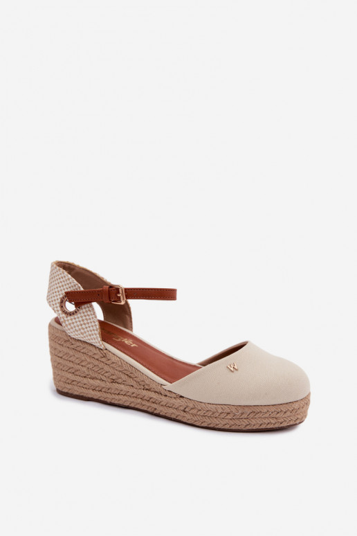 Espadrilles de cor areia com plataforma