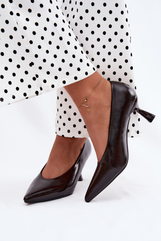 Sapatos pontudos com saltos CzekoladoĮe Silenta