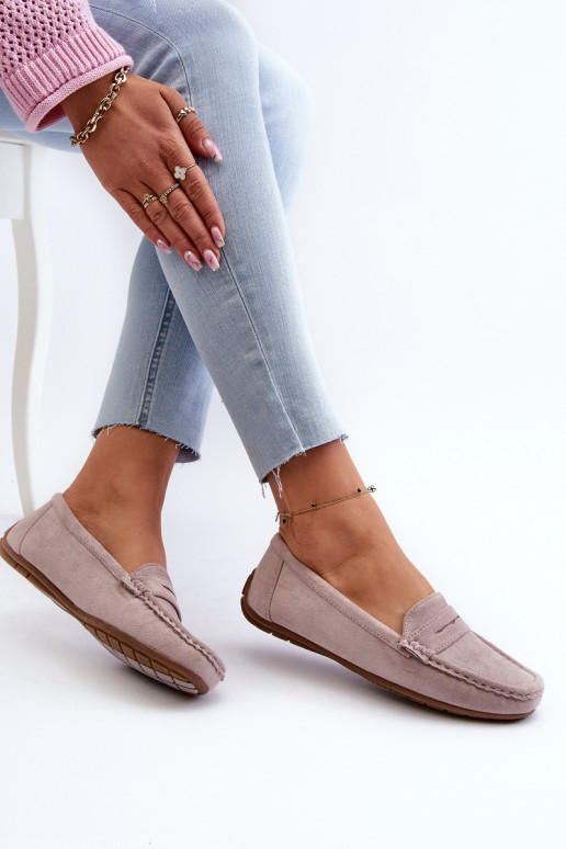 Mocassins elegantes roxos em camurça Lenvie