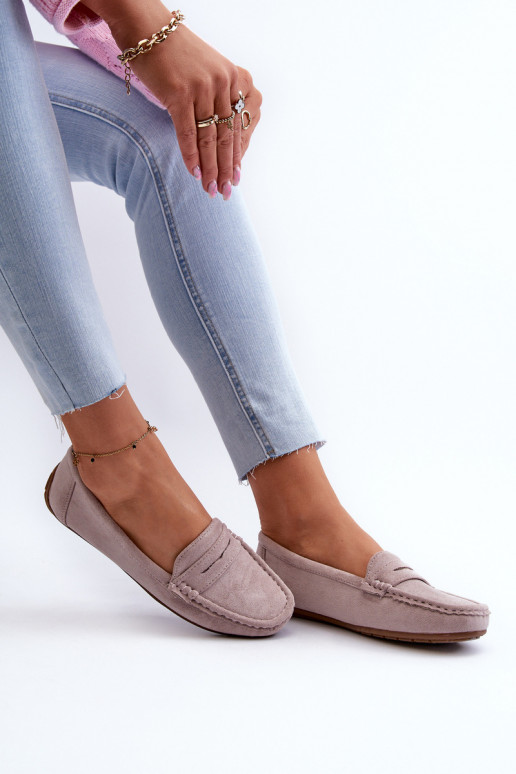 Mocassins elegantes roxos em camurça Lenvie