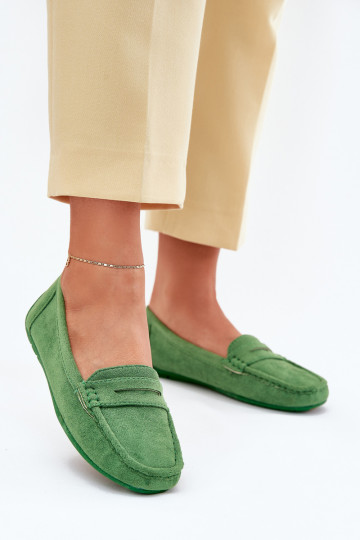 Mocassins elegantes verdes em camurça Lenvie