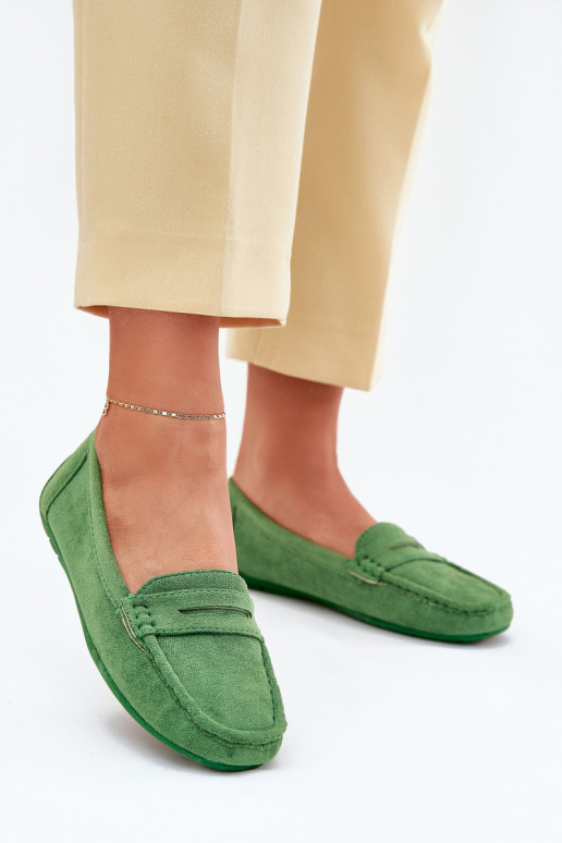 Mocassins elegantes verdes em camurça Lenvie