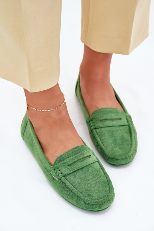 Mocassins elegantes verdes em camurça Lenvie
