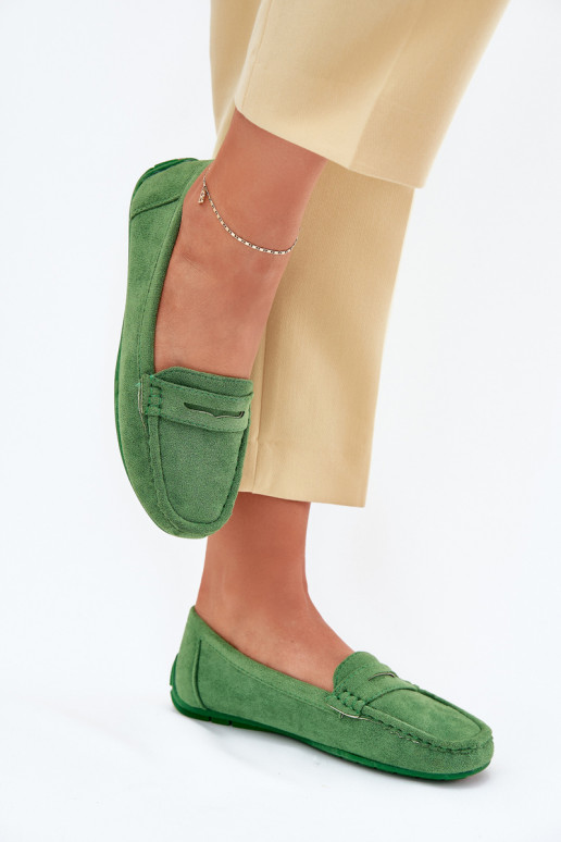 Mocassins elegantes verdes em camurça Lenvie
