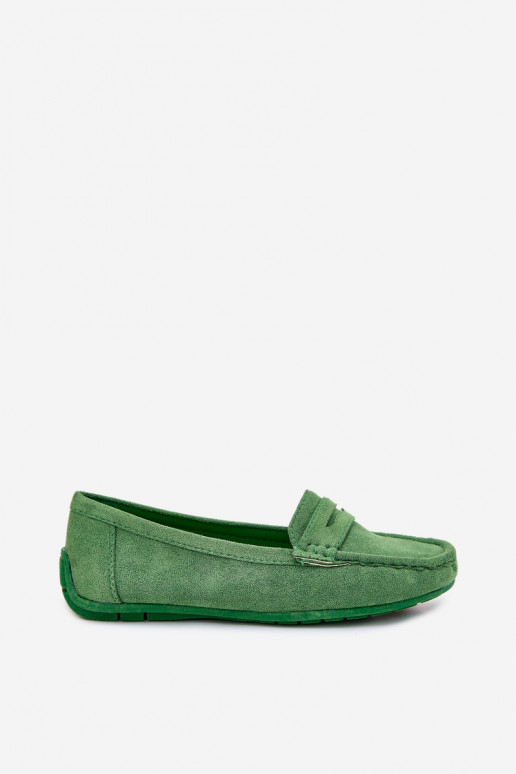 Mocassins elegantes verdes em camurça Lenvie