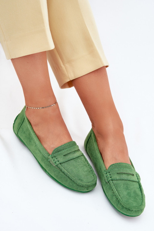 Mocassins elegantes verdes em camurça Lenvie