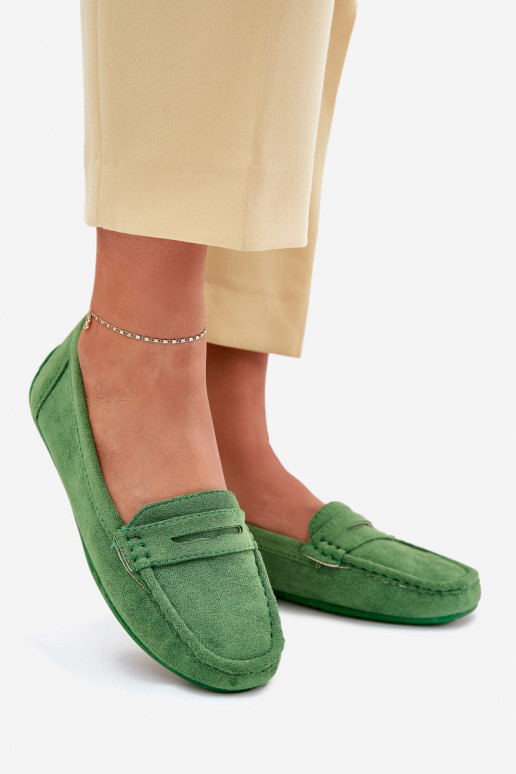 Mocassins elegantes verdes em camurça Lenvie
