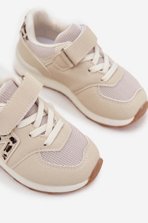 Ténis infantis bege com fechos de velcro Galisse