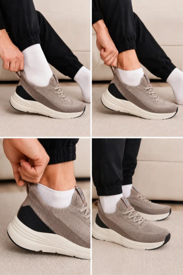 Sapatos esportivos masculinos slip-on com plataforma Kobbo 102421 cor areia