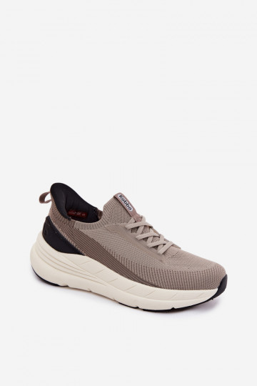 Sapatos esportivos masculinos slip-on com plataforma Kobbo 102421 cor areia 2