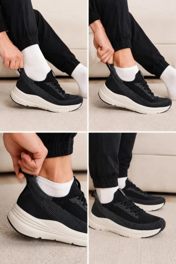 Sapatos esportivos masculinos slip-on com plataforma Kobbo 102421 cor preta