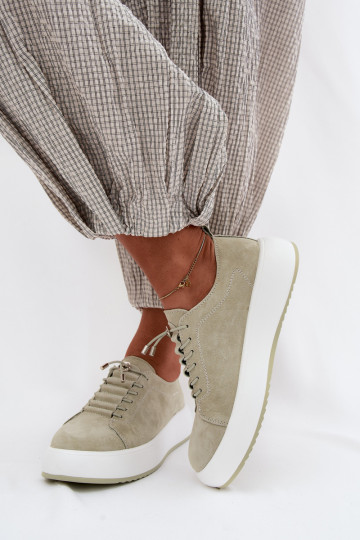 sapato À modalo de tênis com uma plataformaHabilitadoturalnego de camurçau cor menta Blushy