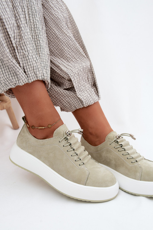 sapato À modalo de tênis com uma plataformaHabilitadoturalnego de camurçau cor menta Blushy